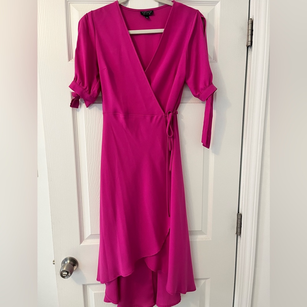 Beautiful fuchsia light weight wrap dress